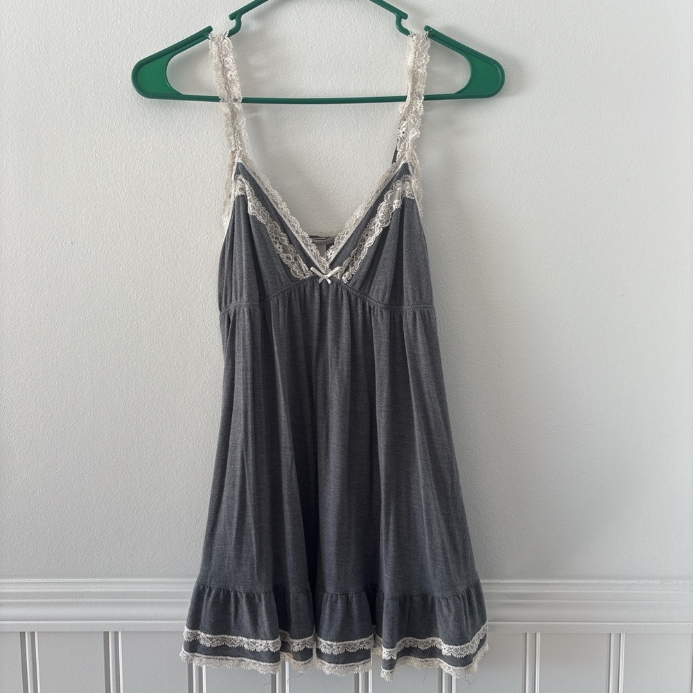 Victoria's Secret Charcoal Chemise with Lace Accents